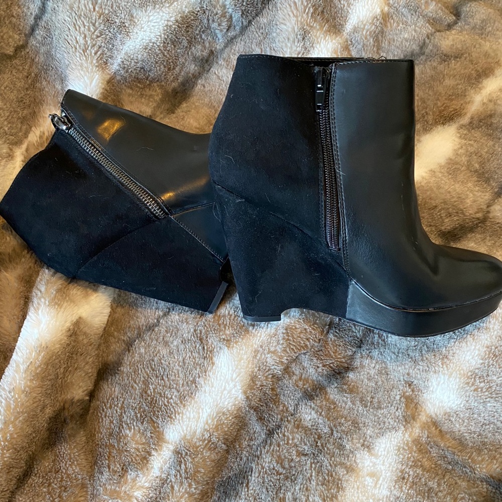 Black platform booties